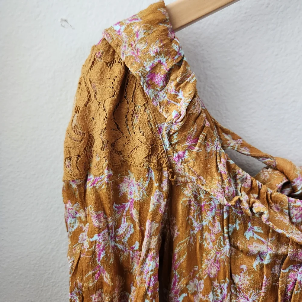 Free‎ People Lucie Mini Dress Antique Coin Combo Mustard Yellow Open Back Size 2